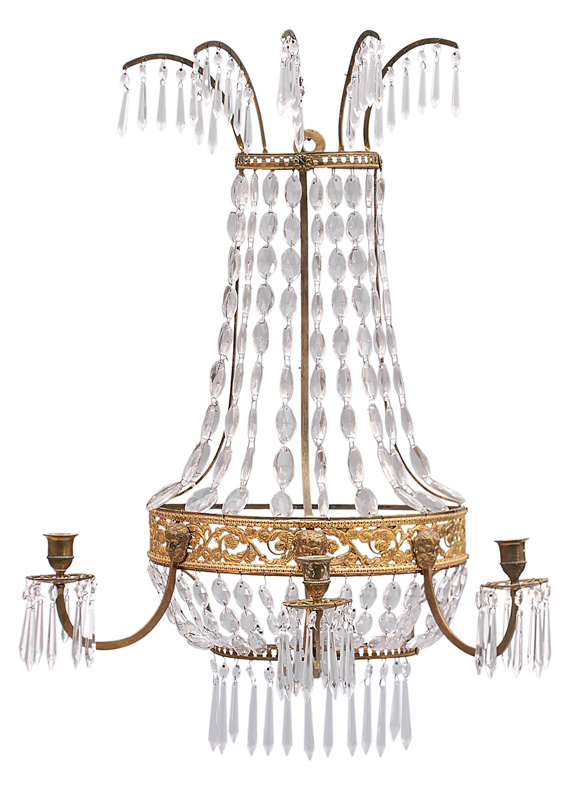 A pair of cristall glass wall lights with Empire ornaments