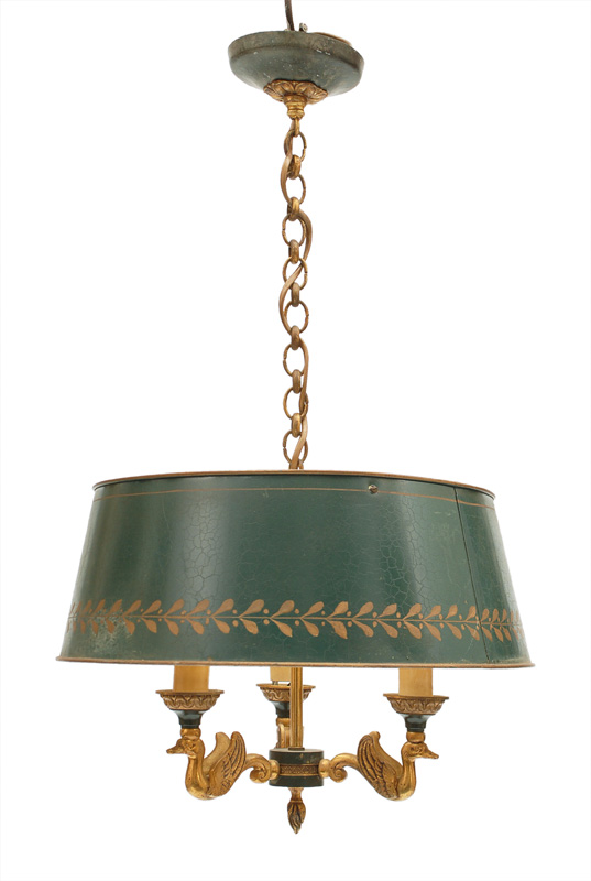 A ceiling light with Empire ornaments of swans A ceiling light with Empire ornaments of swans