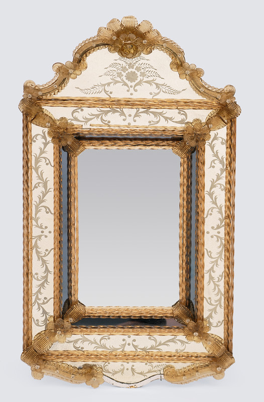 A large, splendid Murano glass mirror