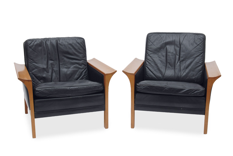 A pair of modern armchairs