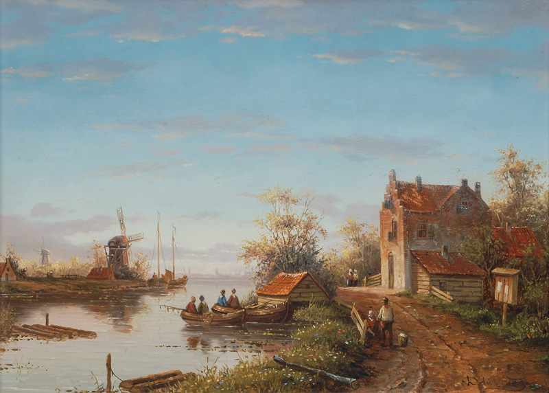 Anglers in a Boat on a River