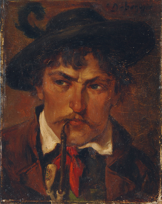 Franz von Defregger - Junger Tiroler mit Pfeife Junger Tiroler mit Pfeife
