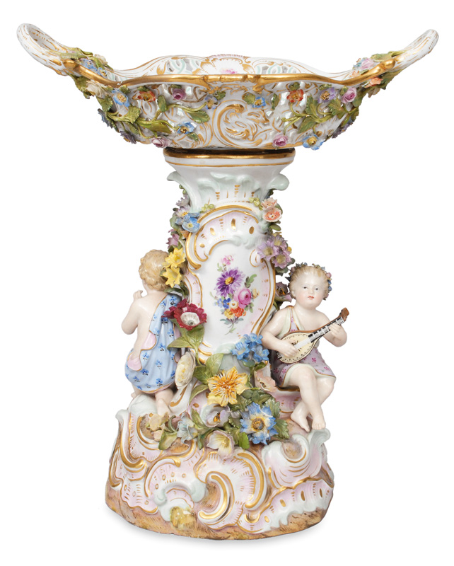 A centre piece with putti playing music