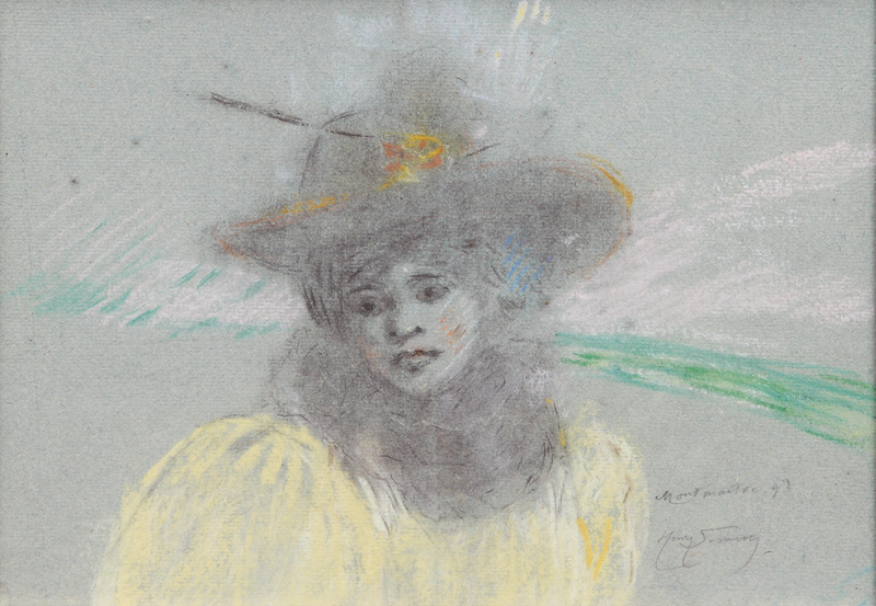 Henry Somm - Dame mit Hut am Strand Dame mit Hut am Strand