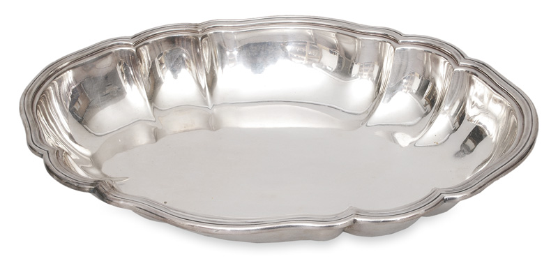 A curved, plated bowl