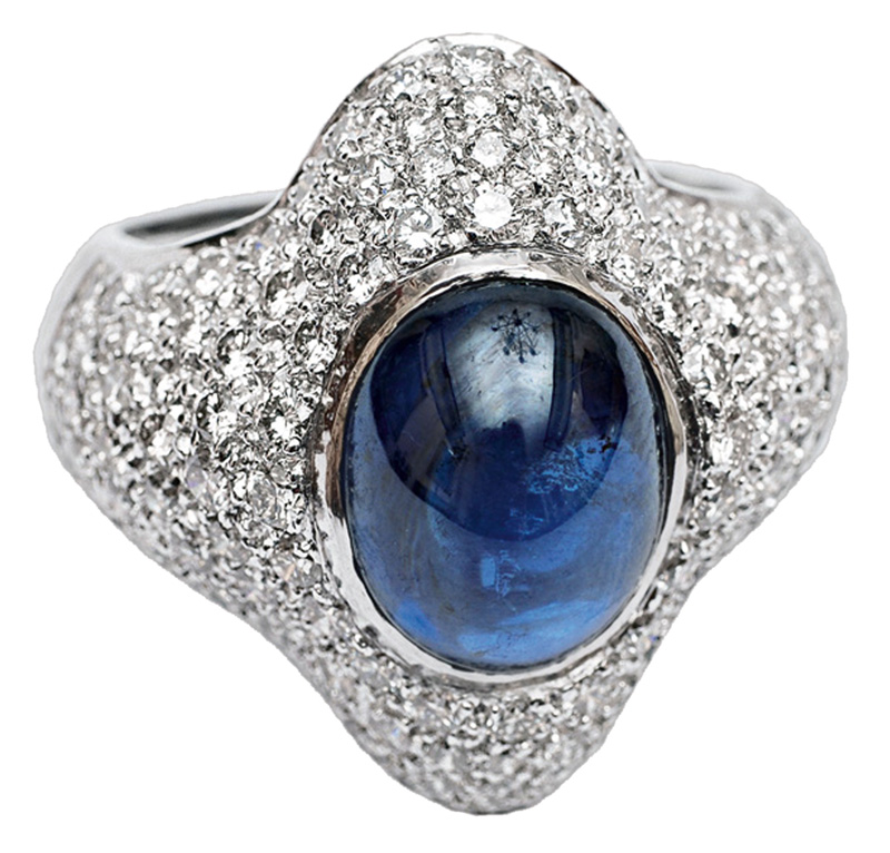 A diamond sapphire ring