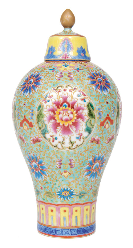 A famille rose vase with cover