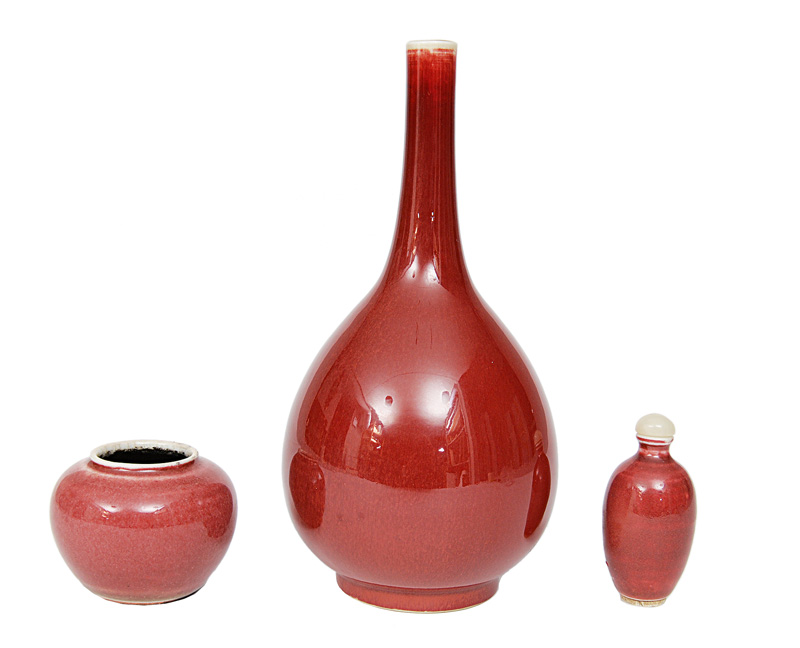 A set of 3 Sang-de-boeuf vases