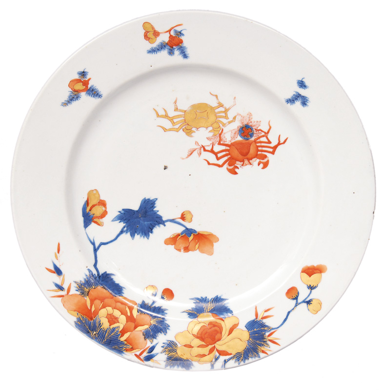 An Imari plate with crab decoration