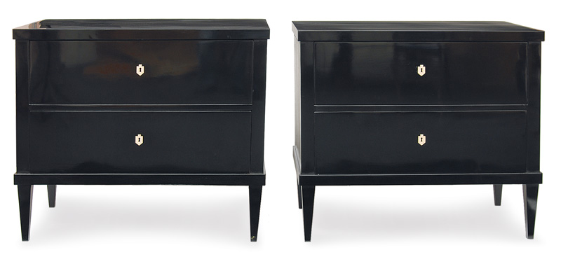 A pair of blackened Biedermeier chest of drawers