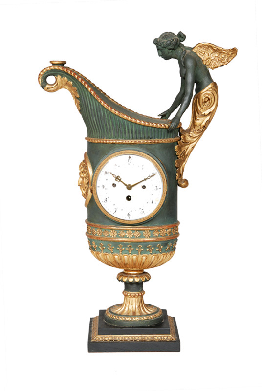 A Napoleon III mantel clock with plastical figure of a Nike