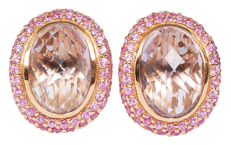Paar Amethyst-Ohrringe mit Pink-Saphiren