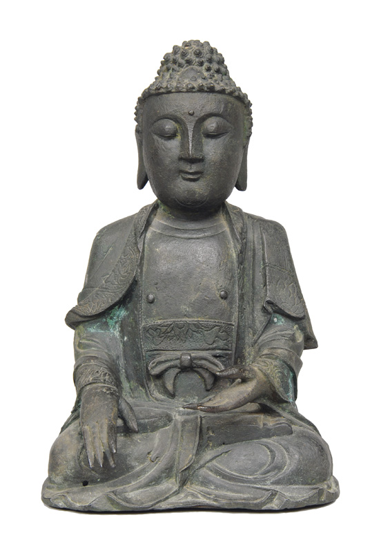 A bronze figure "The sitting Buddha"