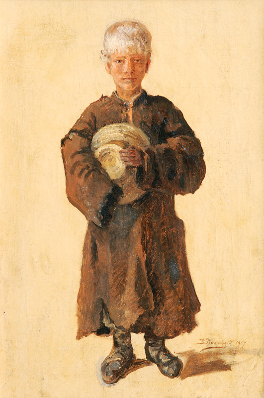 Wladimir Egorowitsch Makowski - Bauernjunge mit Strohhut Bauernjunge mit Strohhut