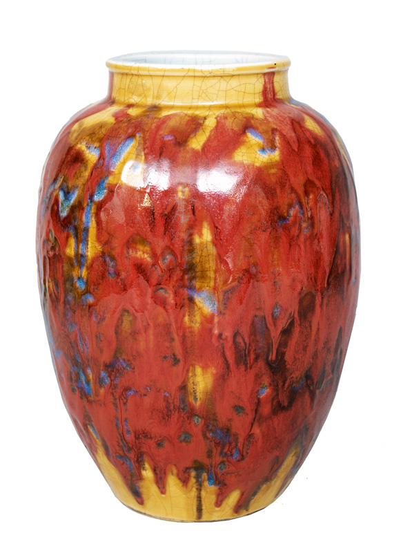 Vase mit Flambé-Glasur
