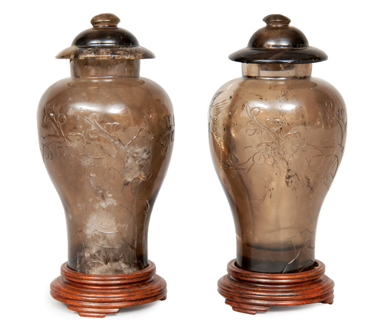 A pair of rock crystal vases