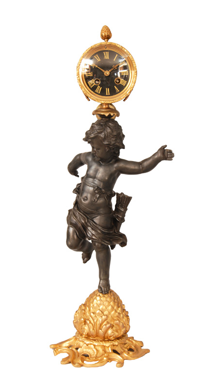 A Napoleon III mantle clock with putto figure