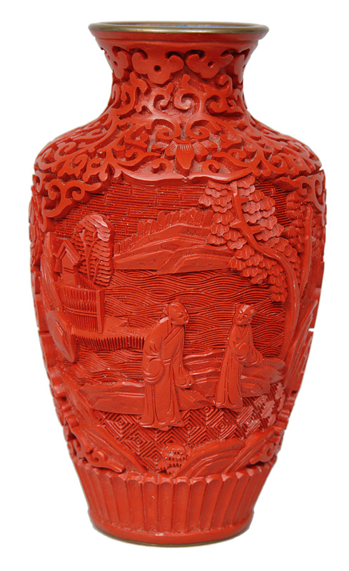 A red lacquer vase