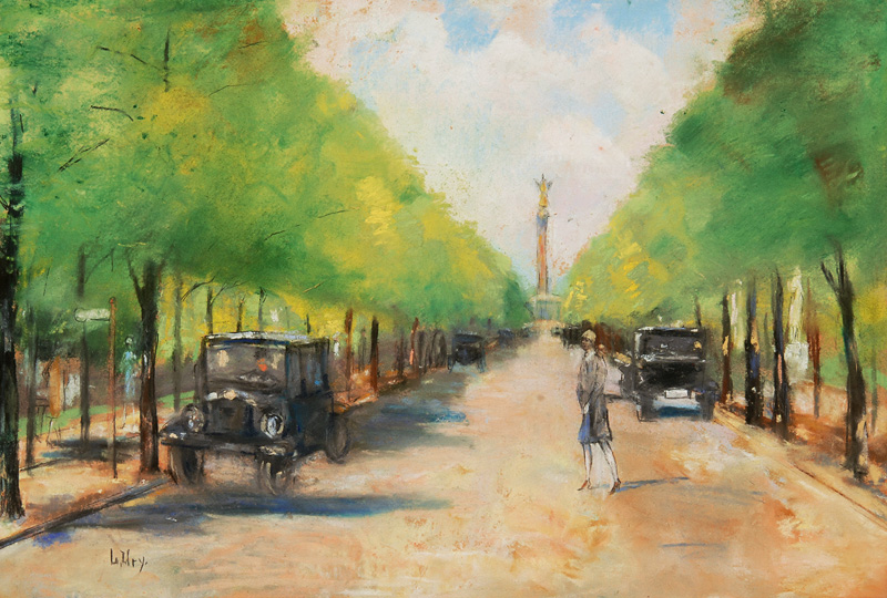 Lesser Ury - The Berlin Siegesallee with Siegessäule in Summer The Berlin Siegesallee with Siegessäule in Summer