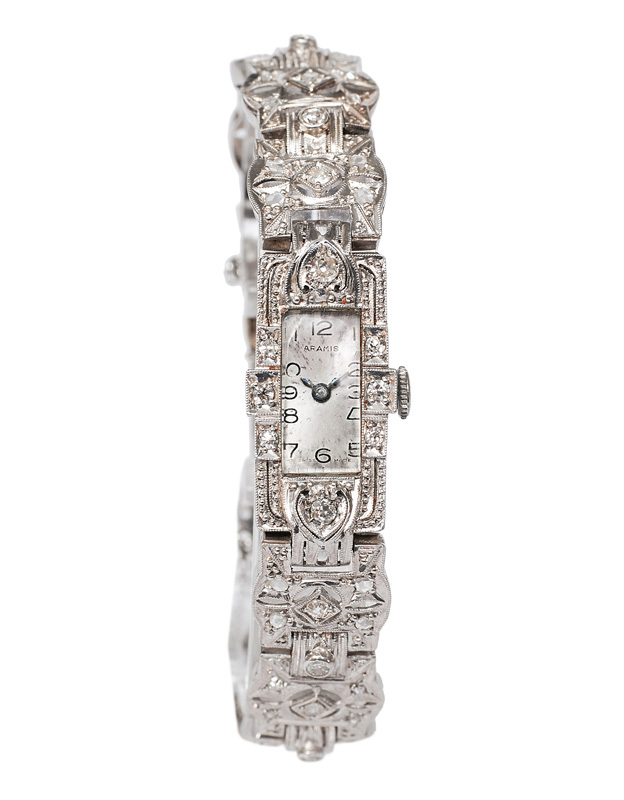 Art-déco-Armbanduhr mit Diamant-Besatz