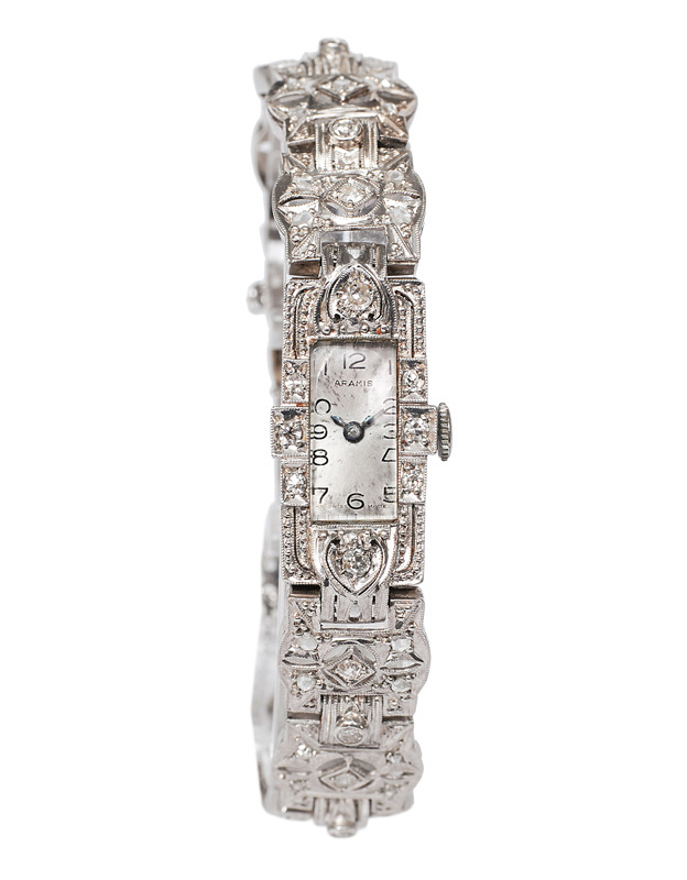 Art-déco-Armbanduhr mit Diamant-Besatz Art-déco-Armbanduhr mit Diamant-Besatz