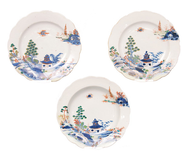 Three plates of an Imari-service