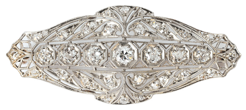 An Art-déco brooch with diamonds