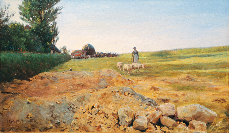 Shepherdess with her little flock