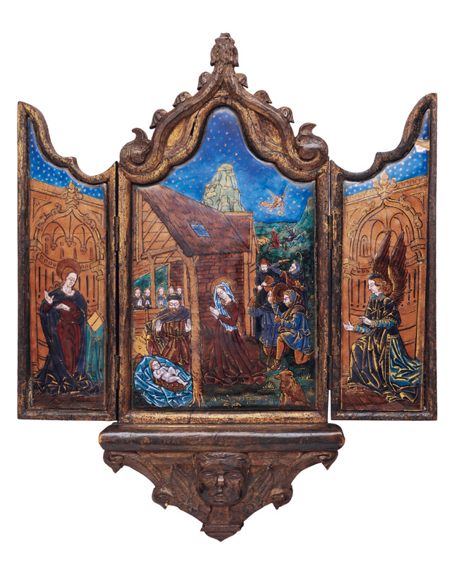 An enamel triptych: The Nativity