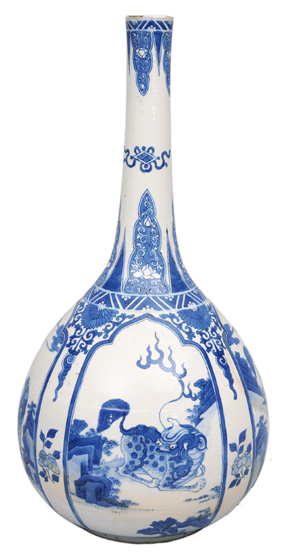 A bottle vase with mythical creatures