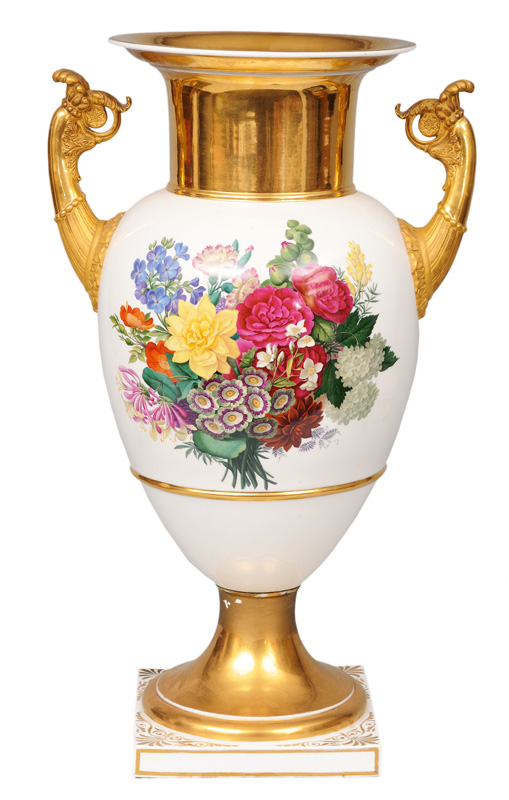A splendid Biedermeier vase with floral painting