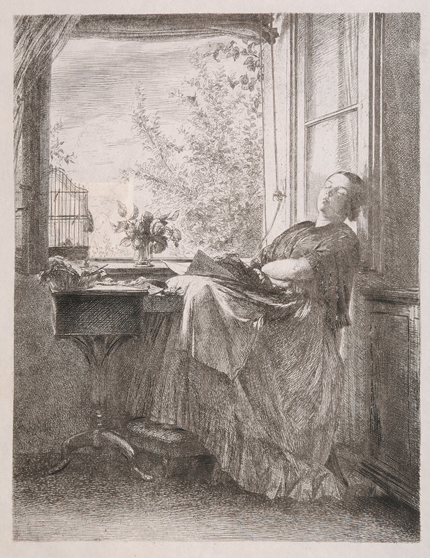 The sleeping Seamstress by a Window