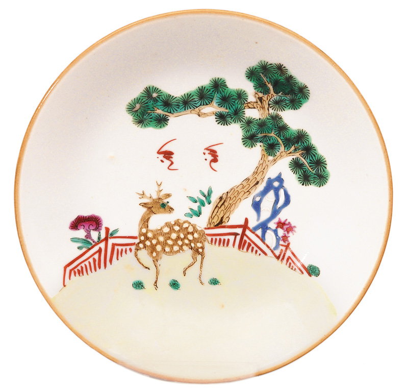 Famille-Rose plate with deer