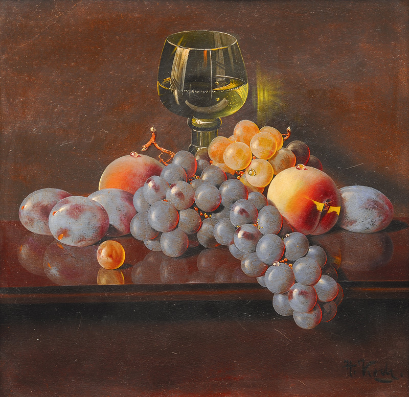 Hermann Koch - Stilleben mit Früchten und Römer Stilleben mit Früchten und Römer