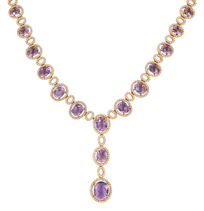 An amethyst diamond necklace