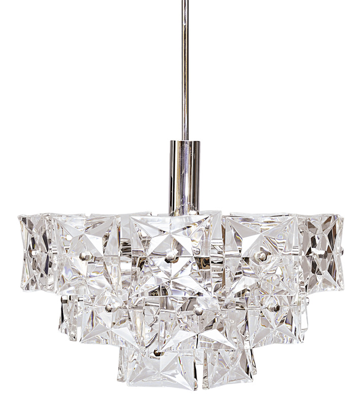 A modern crystal chandelier