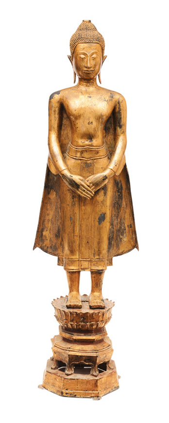 A tall gilded bronze-buddha