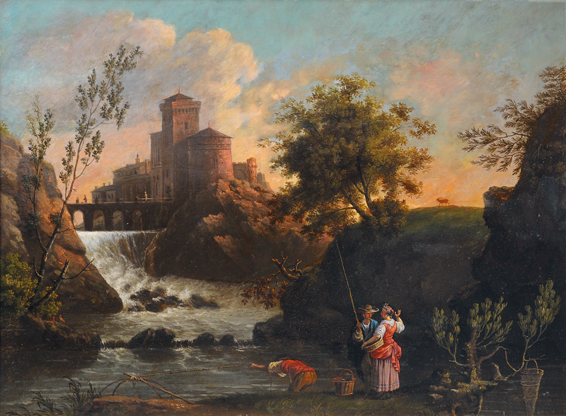 Claude-Joseph Vernet - Heroische Landschaft mit Wasserfall Heroische Landschaft mit Wasserfall
