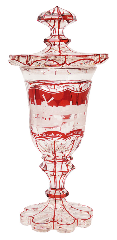 A Biedermeier souvenir goblet with lid