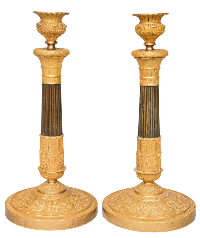A pair of Empire candle holders