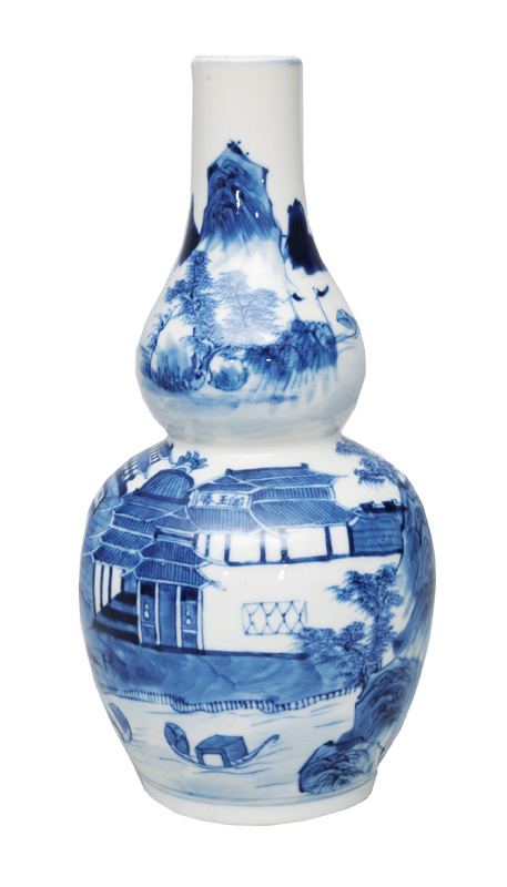 A double-gourd vase with landscape