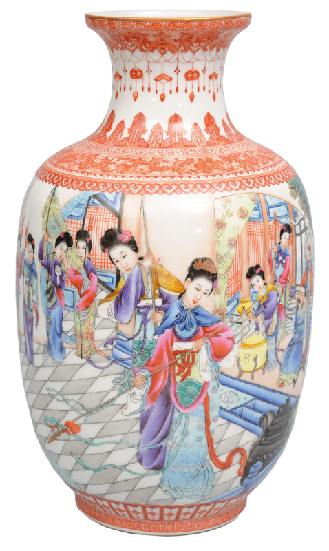 A fine baluster vase with literary theme