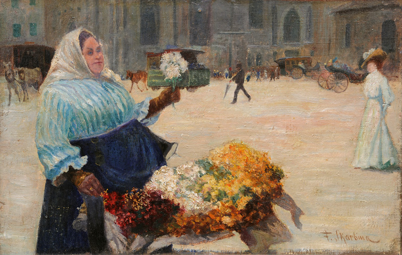 Franz Skarbina - Market-Woman selling Flowers in Berlin Market-Woman selling Flowers in Berlin