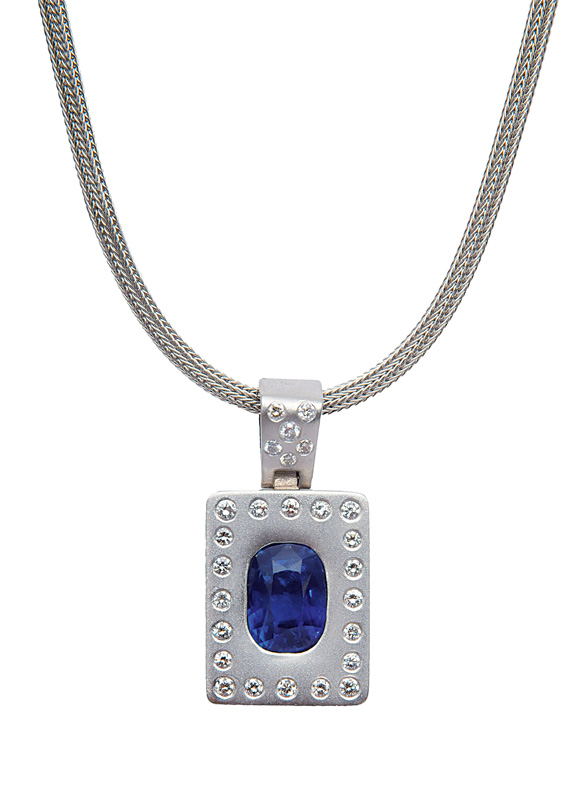 A high quality modern sapphire diamond pendant