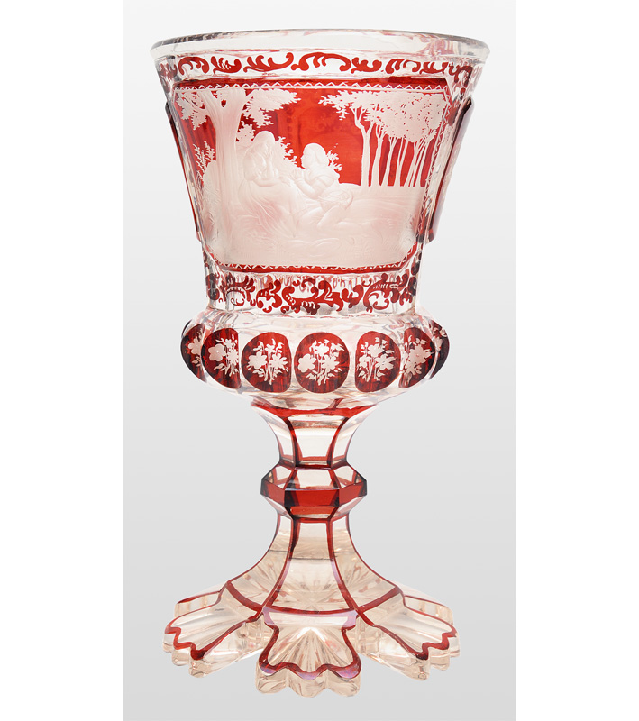 A big Biedermeier goblet with gallant scene