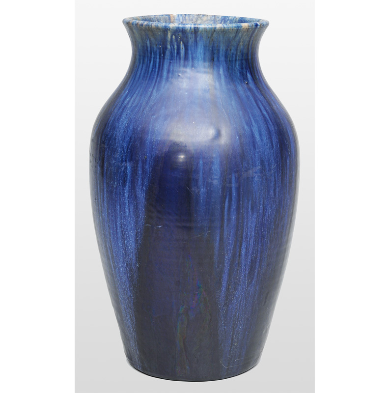 A big vase with blue running glaze