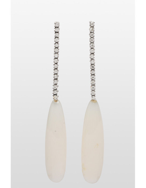 A pair of white coral diamond earpendants
