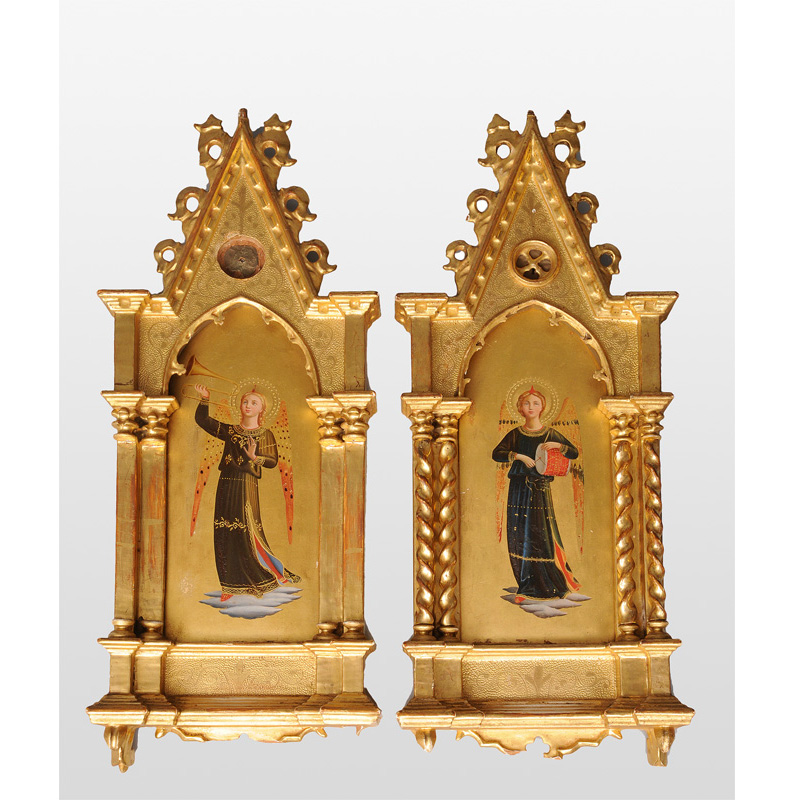 Figurenmaler - A pair of paintings in gotic style "Music making angels" A pair of paintings in gotic style "Music making angels"
