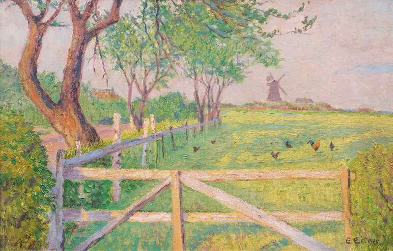 Ernst Eitner - Wellingsbüttel mit Mühle Wellingsbüttel mit Mühle