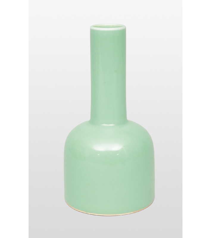 Mallet-Vase mit zart seladonfarbener Glasur
